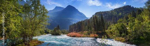 Loelva river, Loen, Norway Slika na platnu