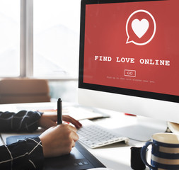 Wall Mural - find love online valentines romance love heart dating concept