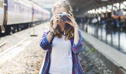 Sticker - Girl Adventure Hangout Traveling Holiday Photography Concept