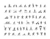 Fototapeta Młodzieżowe - Black sports icons set. Vector figures athletes.