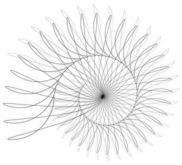 Fototapete - Abstract spirally, monochrome element isolated on white.