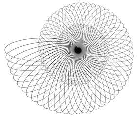 Fototapete - Abstract spirally, monochrome element isolated on white.