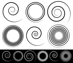 Fototapete - Set of different spirals with stroke profile