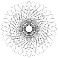 Aufkleber - Abstract circular, spiral element isolated. Monochrome graphic.