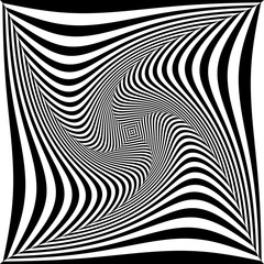 Fototapete - Abstract monochrome vector graphic with deformation on squares