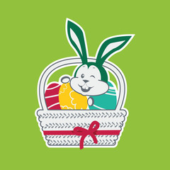 Sticker - Easter Rabbit Icon Egg Design Flat 