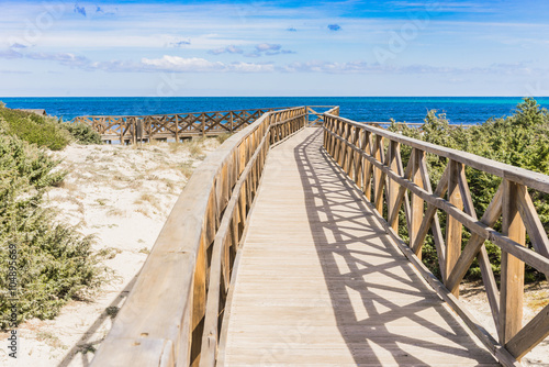 Obraz w ramie Holzsteg zum Strand Platja de Muro Alcudia Mallorca