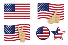 USA Flag Icon Set. Vector Illustration