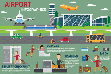 Airport business infographics template and travel element. vecto