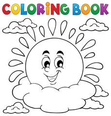 Canvas Print - Coloring book cheerful sun theme 1