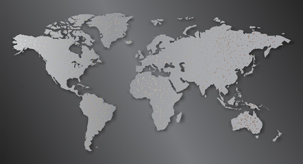  Abstract world map simulates the location of cities.Vector