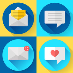 Wall Mural - Flat color message sms icons set