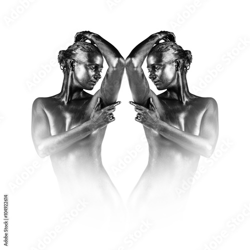 Fotografie, Obraz Young woman with golden skin