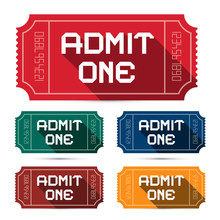 Admit One Tickets Set - Vector Illustration