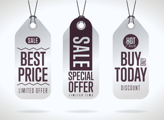 Sale tag vector isolated. Sale sticker with special advertisement offer. Best price tag. Buy today tag. Special offer tag.