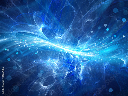Fotografía Blue glowing high energy plasma field in space
