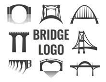 Vector Set Of Bridge Connection Logo. Logotype For Business.