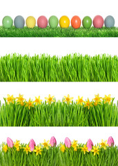 Canvas Print - floral easter banner. spring narcissus tulip flowers