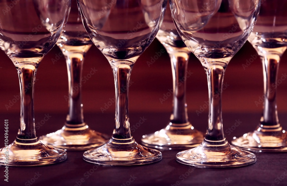 Empty wineglasses closeup