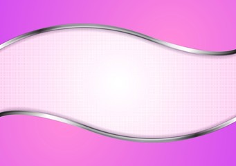 Abstract bright pink background with metal wave