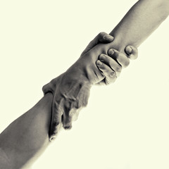 Wall Mural - helping hand, isolated, toned image