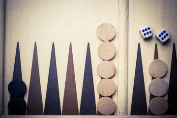 Wall Mural - Backgammon board and dice