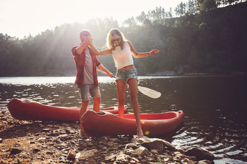 Couple after the canoe ride