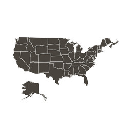 Wall Mural - Contour map of the USA on white background black color