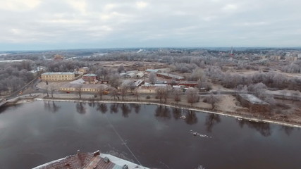 Wall Mural - View of the historic city of Vyborg from St. Olav tower, at dawn. Russia