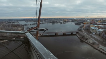 Wall Mural - View of the historic city of Vyborg from St. Olav tower, at dawn. Russia