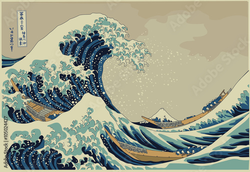 Cuadros en Lienzo The big wave off Kanagawa - Hokusai