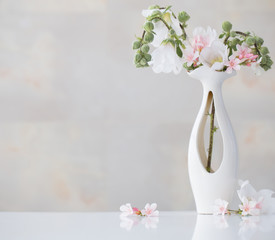 Wall Mural - still life with flowers in white vase