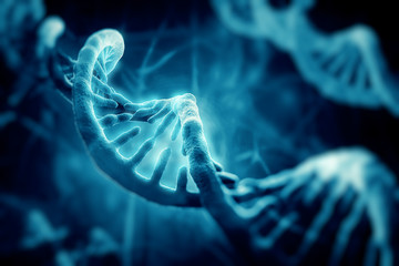 Wall Mural - 3d render of dna structure, abstract background