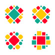 Company vector logo design elements. Set of nine abstract hexagon shaped vector symbols.