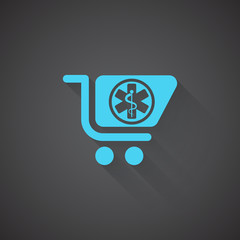 Wall Mural - flat pharmacy store web app icon on dark background