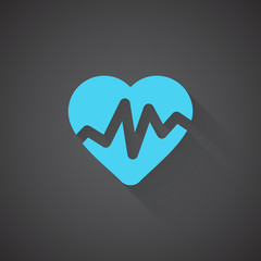 Wall Mural - flat heart rate pulse web app icon on dark background
