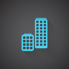 Wall Mural - flat skyscrapers web app icon on dark background