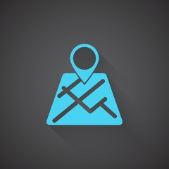 Wall Mural - flat map pointer web app icon on dark background