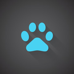 Wall Mural - flat paw print web app icon on dark background
