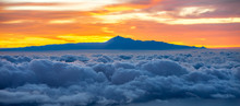 Beautiful Cloudscape With Tenerife Island On Background On The Sunrise In Spain