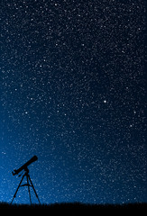 Wall Mural - silhouette of a telescope of the starry sky.