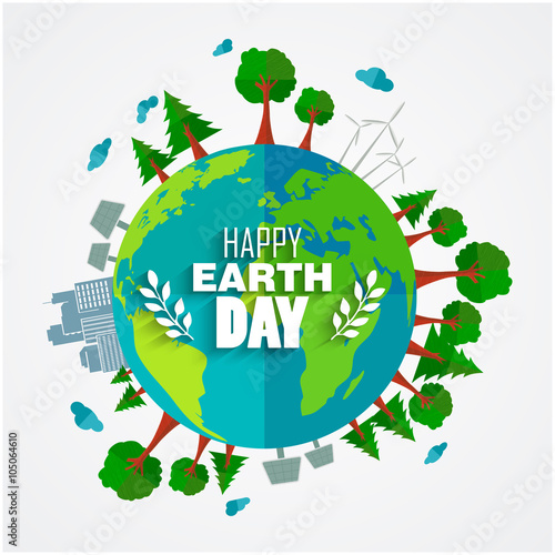 Earth Day Background For Environment Symbols On Clean Earth Stock Vector Adobe Stock