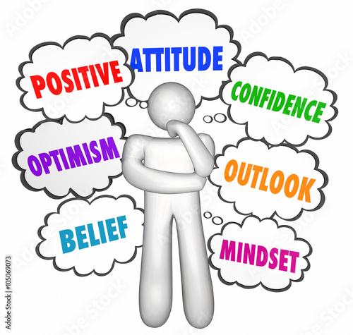 Fotografie, Obraz Positive Thinking Thought Clouds Thinker Good Attitude Confidenc