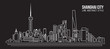 Cityscape Building Line art Vector Illustration design - Shanghai city