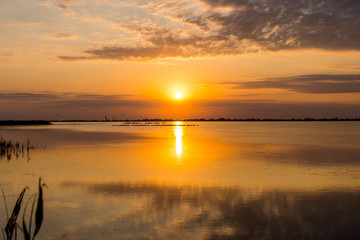 Sticker - landscape sunrise on the lake