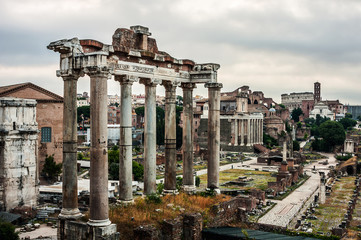  Aerial view of Roman forum in Rome