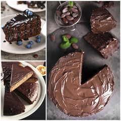 Canvas Print - Chocolate cakes. Tasty collage