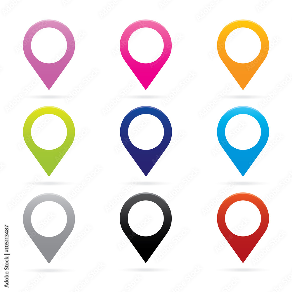 set map pointer icon marker GPS location flag symbol Stock Vector ...
