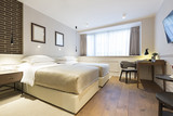 Fototapeta Przestrzenne - Interior of a double hotel bedroom