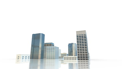 Video 3840x2160 UHD - Layout of the business district of the city with skyscrapers and apartment buildings puts in place on white background